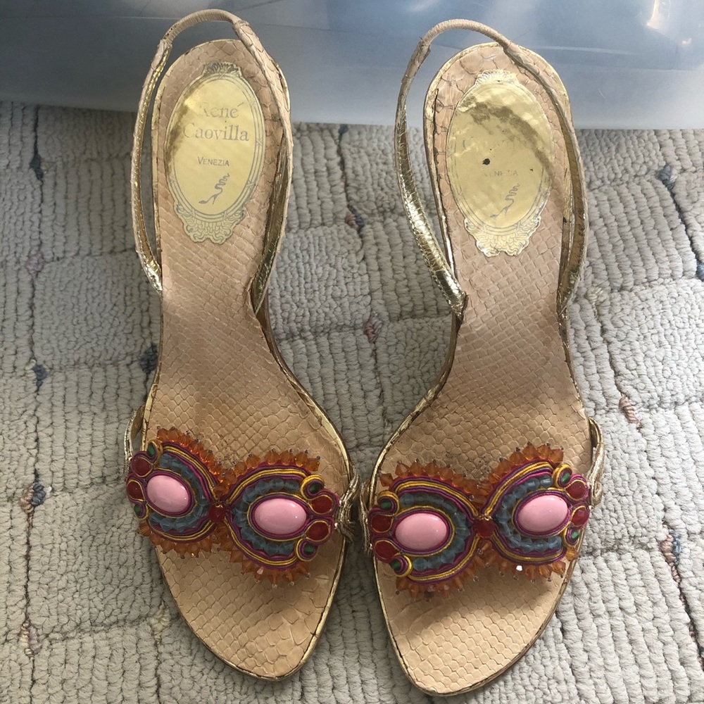 Gorgeous Rene Caovilla Python Slingback Sandals 35 - image 1